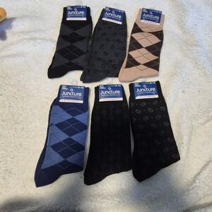 6 Pairs Juncture Mens Fashion Socks Size 6-12 NEW